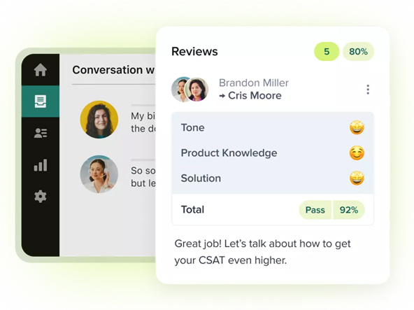 Zendesk Auto QA 품질 평가 화면